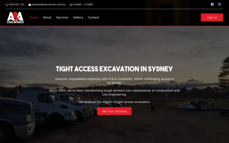 A&A Civilworks trucks for tight access excavation services.