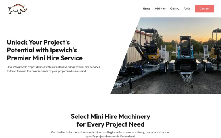 Mini hire machinery available in Ipswich, Queensland.