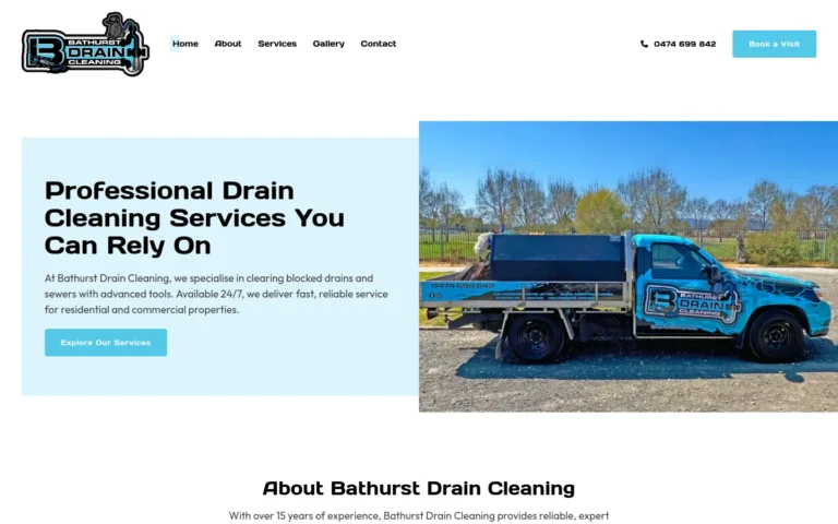 Bathurst Drain Cleaning truck parked outdoors.