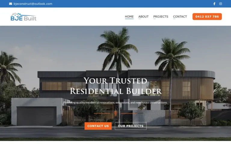 Modern residential building with palm trees.