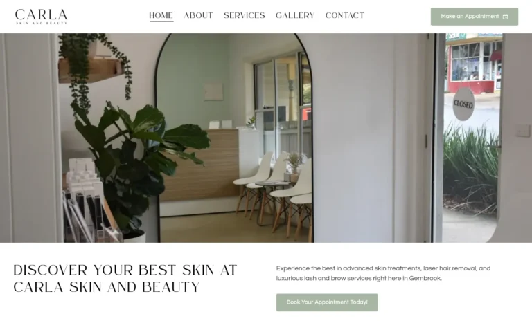 Carla Skin and Beauty salon interior view.