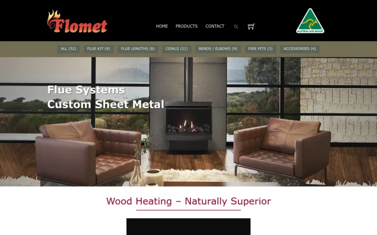 Wood heater with leather sofas and view