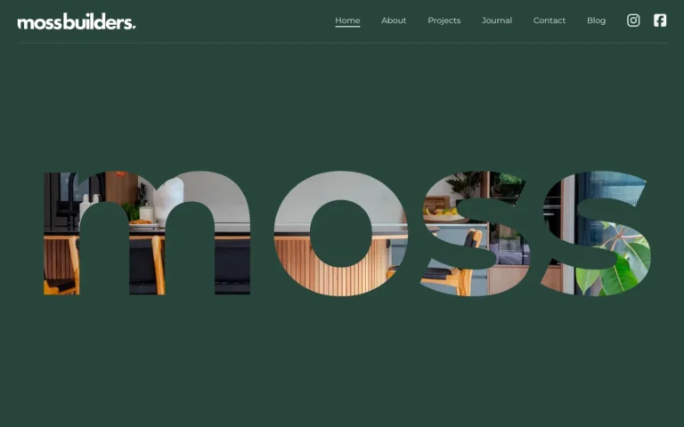 Modern kitchen through mossbuilders logo cutout