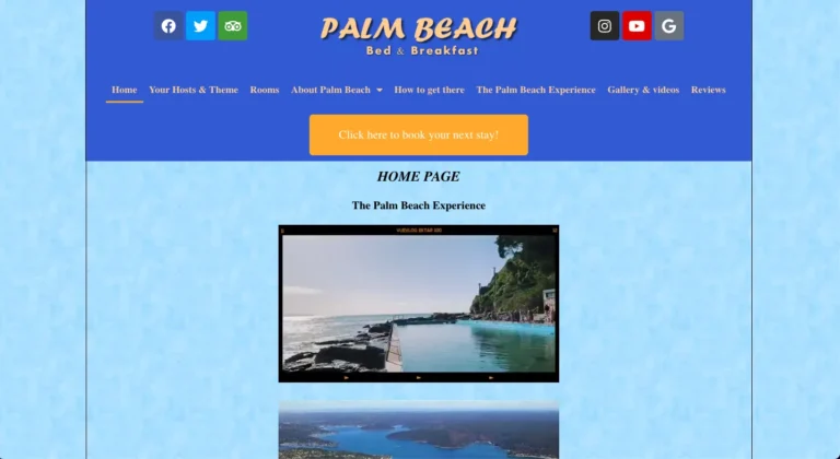 Palm Beach Bed & Breakfast homepage screenshot