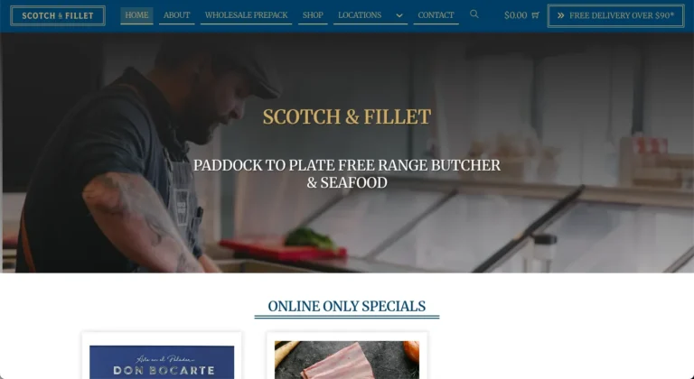 Butcher preparing free-range meat and seafood