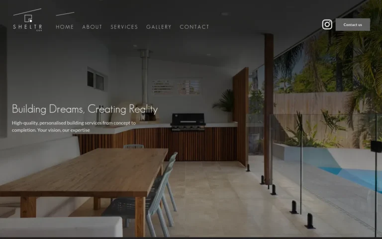 Modern dining area with pool view