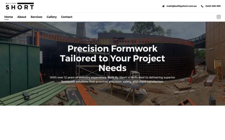 Construction site with precision formwork structures