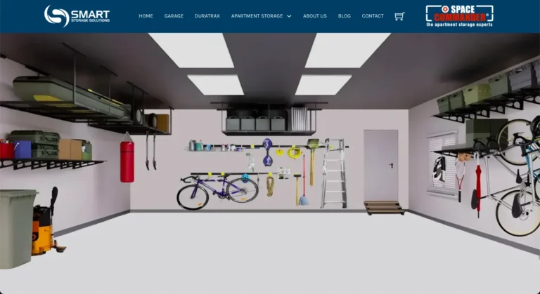 Organized garage storage with bikes and tools