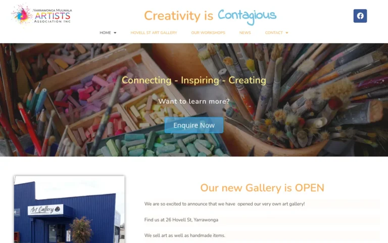 Art supplies and brushes displayed creatively.