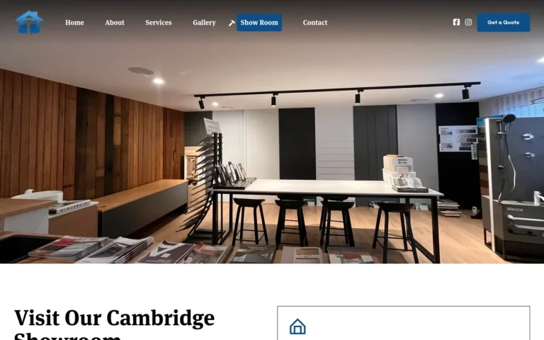 Interior of Cambridge showroom with display tables.