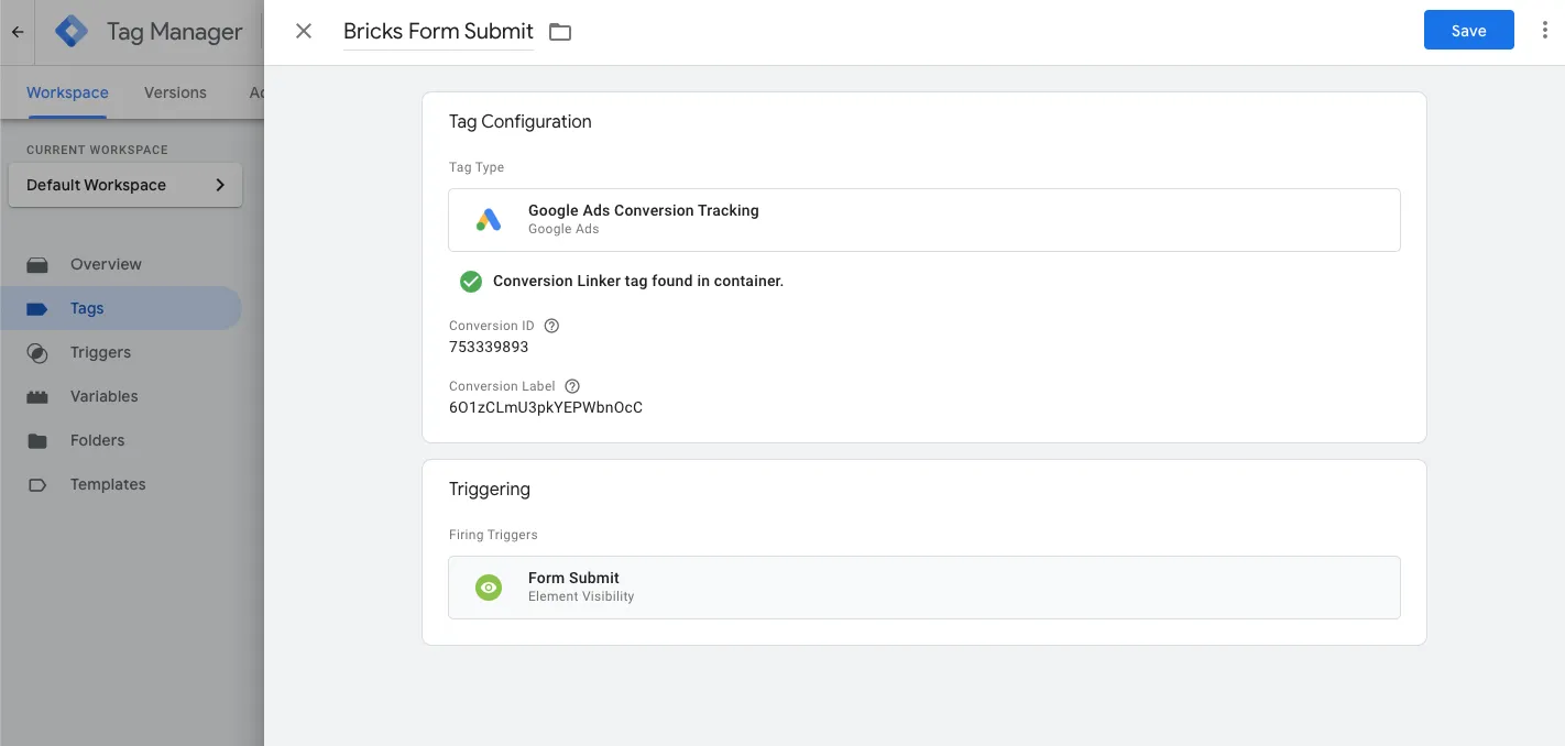 Google Tag Manager form submit Google Ads tracking
