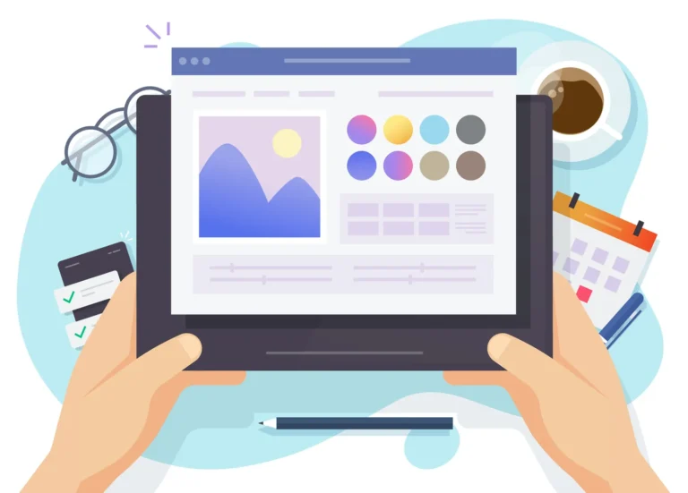 Person holding tablet for design work.